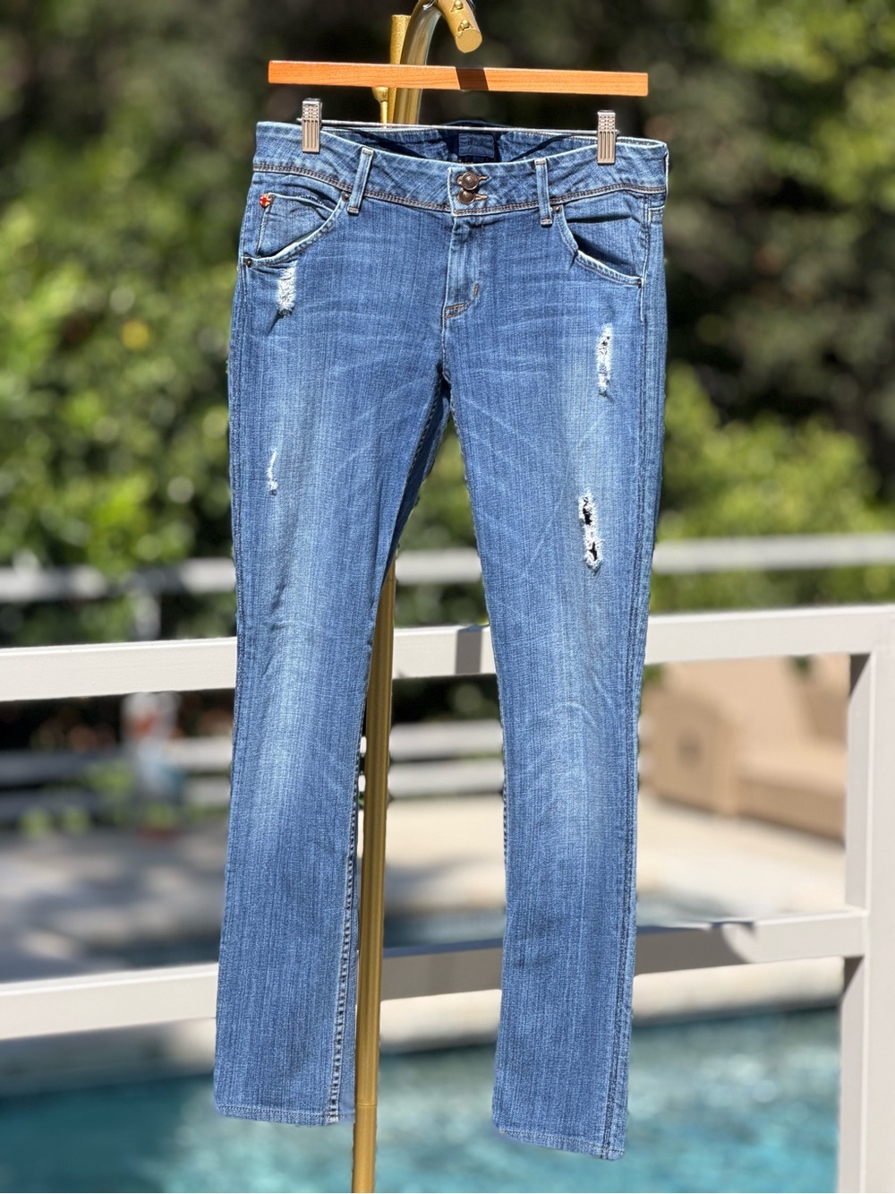 Hudson Jeans Skinny Distressed Blue Wash